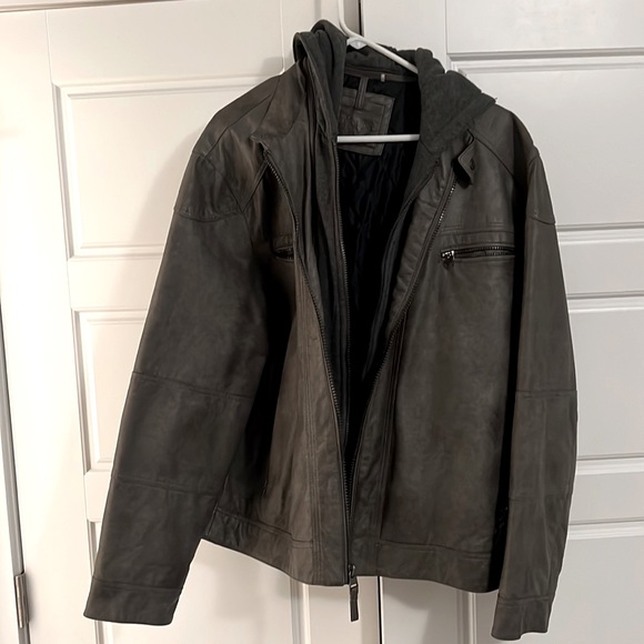 Calvin Klein faux leather jacket. Cotton lining with hood. XL. - Picture 1 of 5